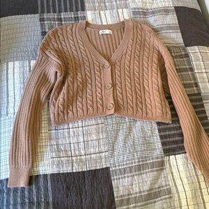 Hollister Tan Cable Knit Crop Top